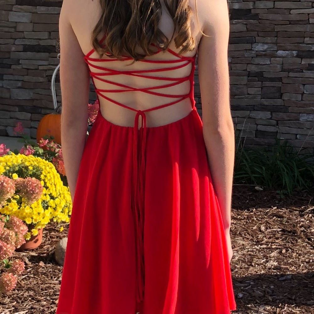 Lulus XS small short red backless dress, worn once